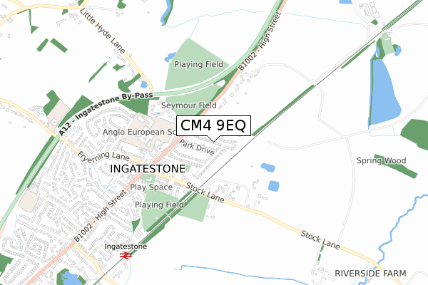 CM4 9EQ map - small scale - OS Open Zoomstack (Ordnance Survey)