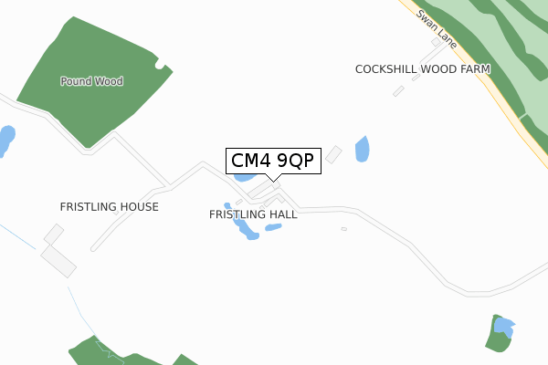 CM4 9QP map - large scale - OS Open Zoomstack (Ordnance Survey)