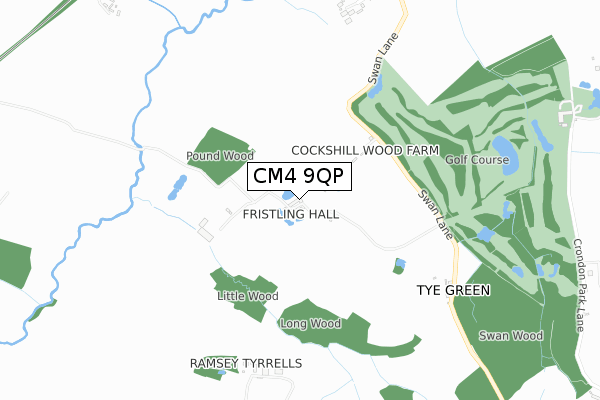 CM4 9QP map - small scale - OS Open Zoomstack (Ordnance Survey)