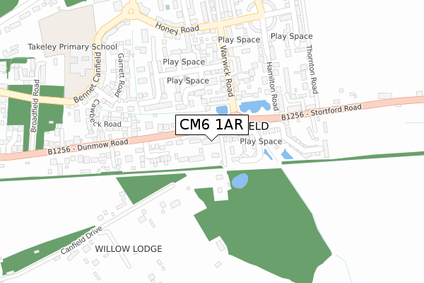 CM6 1AR map - large scale - OS Open Zoomstack (Ordnance Survey)