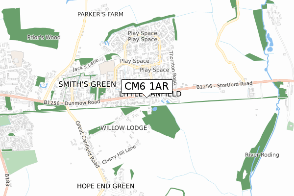 CM6 1AR map - small scale - OS Open Zoomstack (Ordnance Survey)