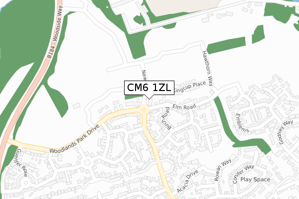 CM6 1ZL map - large scale - OS Open Zoomstack (Ordnance Survey)