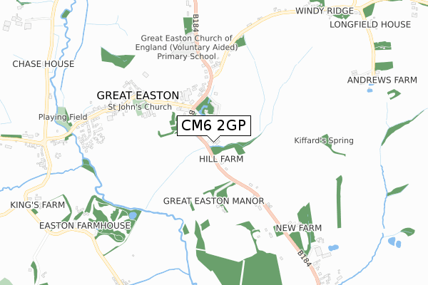 CM6 2GP map - small scale - OS Open Zoomstack (Ordnance Survey)