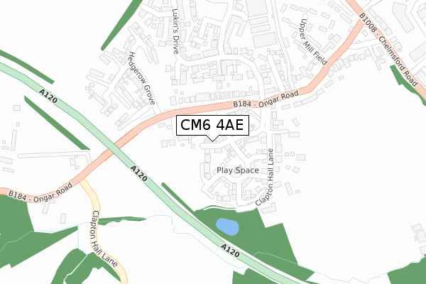 CM6 4AE map - large scale - OS Open Zoomstack (Ordnance Survey)