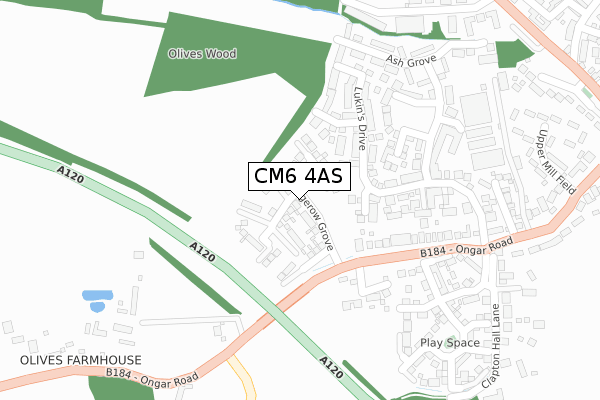 CM6 4AS map - large scale - OS Open Zoomstack (Ordnance Survey)