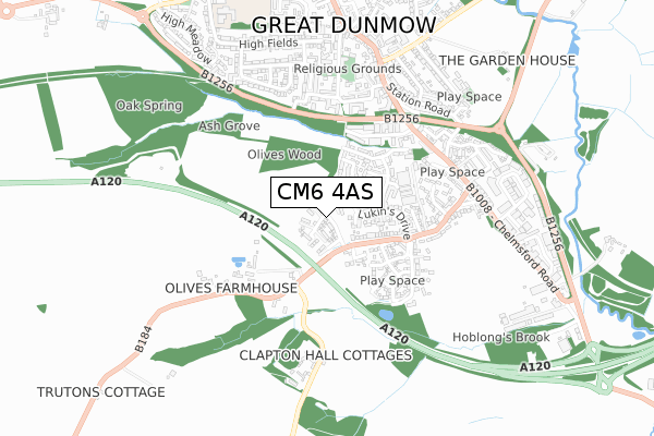 CM6 4AS map - small scale - OS Open Zoomstack (Ordnance Survey)