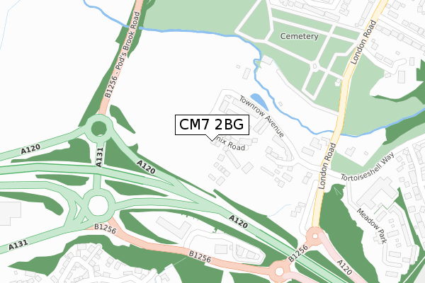 CM7 2BG map - large scale - OS Open Zoomstack (Ordnance Survey)