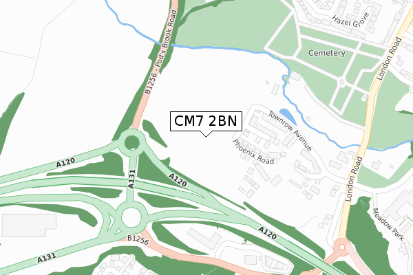 CM7 2BN map - large scale - OS Open Zoomstack (Ordnance Survey)