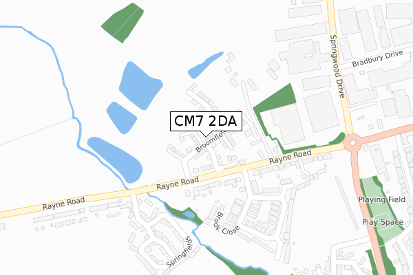 CM7 2DA map - large scale - OS Open Zoomstack (Ordnance Survey)
