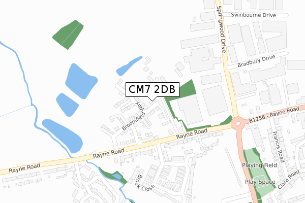 CM7 2DB map - large scale - OS Open Zoomstack (Ordnance Survey)