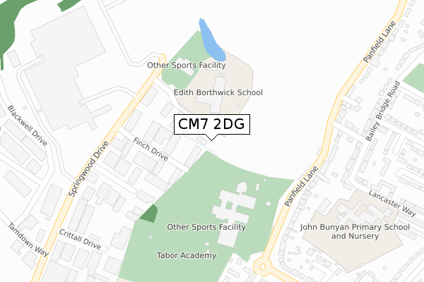 CM7 2DG map - large scale - OS Open Zoomstack (Ordnance Survey)