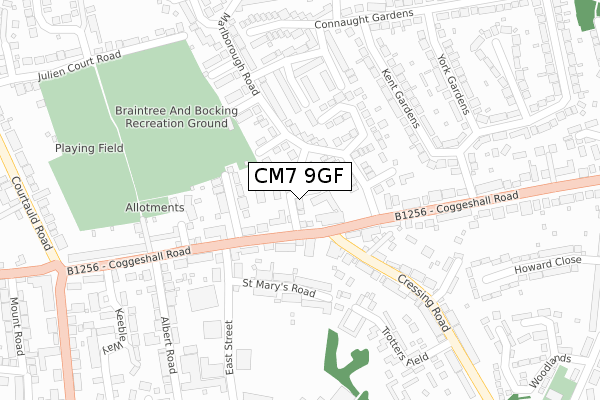 CM7 9GF map - large scale - OS Open Zoomstack (Ordnance Survey)