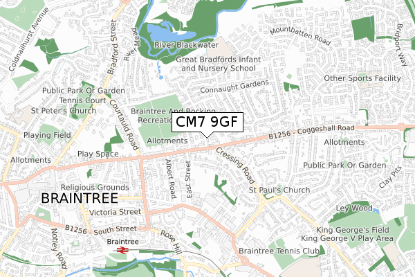 CM7 9GF map - small scale - OS Open Zoomstack (Ordnance Survey)