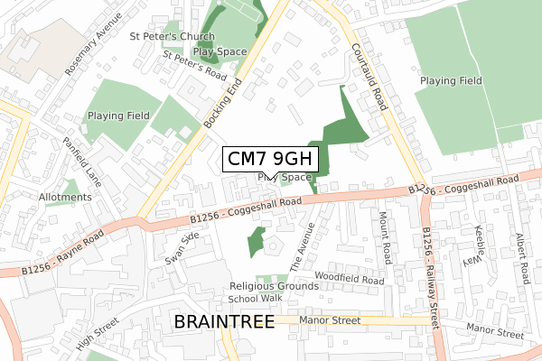 CM7 9GH map - large scale - OS Open Zoomstack (Ordnance Survey)