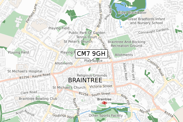 CM7 9GH map - small scale - OS Open Zoomstack (Ordnance Survey)