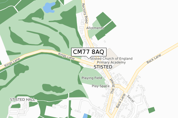 CM77 8AQ map - large scale - OS Open Zoomstack (Ordnance Survey)