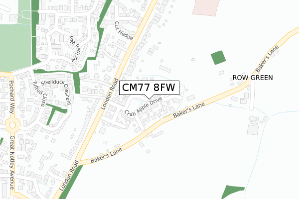 CM77 8FW map - large scale - OS Open Zoomstack (Ordnance Survey)