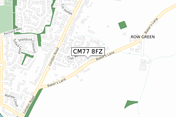 CM77 8FZ map - large scale - OS Open Zoomstack (Ordnance Survey)