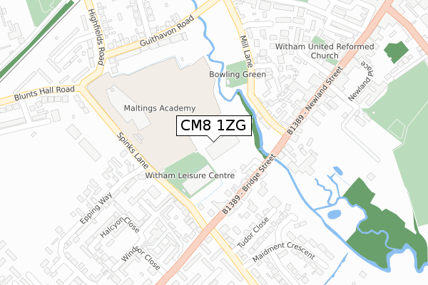 CM8 1ZG map - large scale - OS Open Zoomstack (Ordnance Survey)