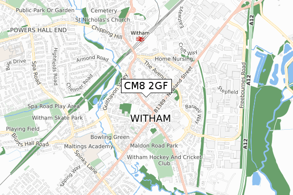 CM8 2GF map - small scale - OS Open Zoomstack (Ordnance Survey)