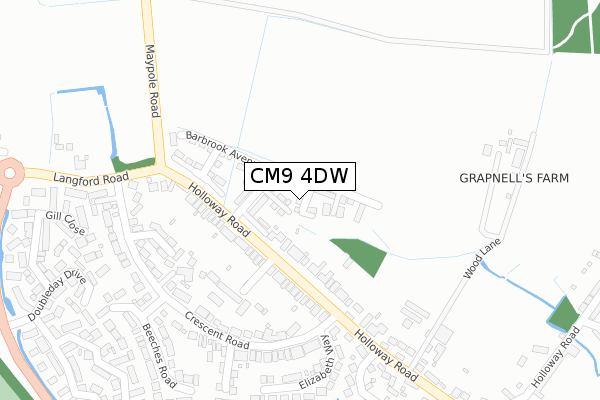 CM9 4DW map - large scale - OS Open Zoomstack (Ordnance Survey)