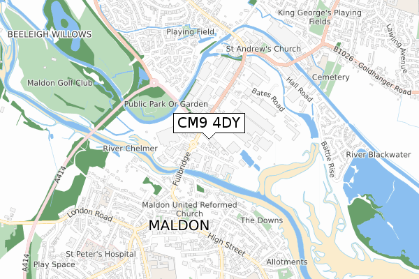 CM9 4DY map - small scale - OS Open Zoomstack (Ordnance Survey)