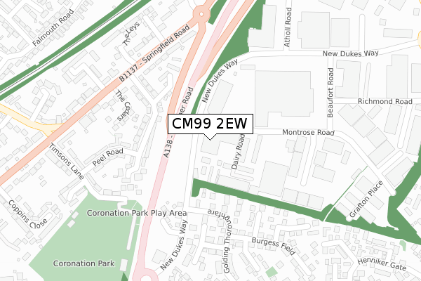 CM99 2EW map - large scale - OS Open Zoomstack (Ordnance Survey)