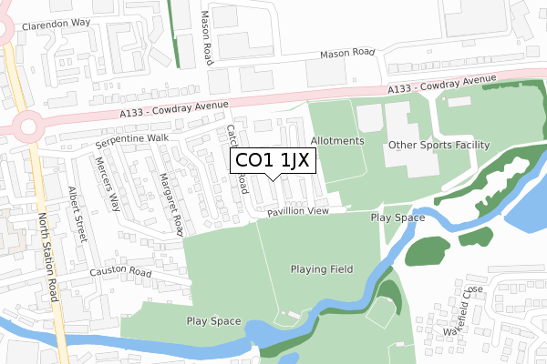 CO1 1JX map - large scale - OS Open Zoomstack (Ordnance Survey)