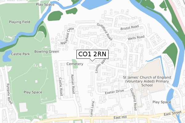 CO1 2RN map - large scale - OS Open Zoomstack (Ordnance Survey)