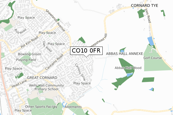 CO10 0FR map - small scale - OS Open Zoomstack (Ordnance Survey)