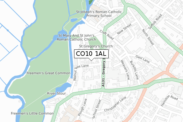 CO10 1AL map - large scale - OS Open Zoomstack (Ordnance Survey)