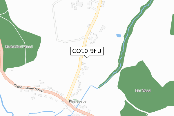 CO10 9FU map - large scale - OS Open Zoomstack (Ordnance Survey)