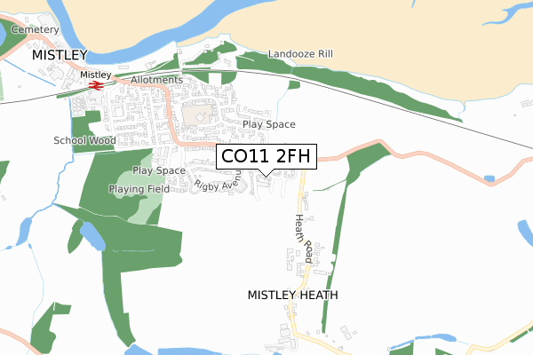 CO11 2FH map - small scale - OS Open Zoomstack (Ordnance Survey)