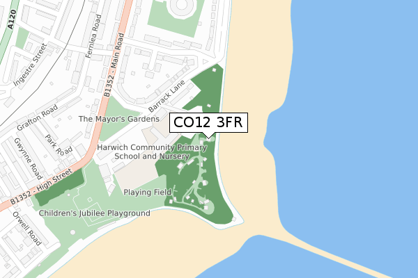 CO12 3FR map - large scale - OS Open Zoomstack (Ordnance Survey)