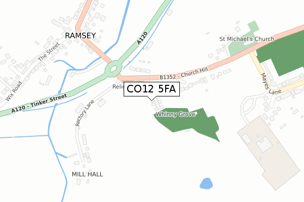 CO12 5FA map - large scale - OS Open Zoomstack (Ordnance Survey)