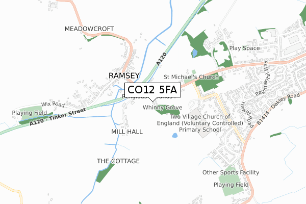 CO12 5FA map - small scale - OS Open Zoomstack (Ordnance Survey)