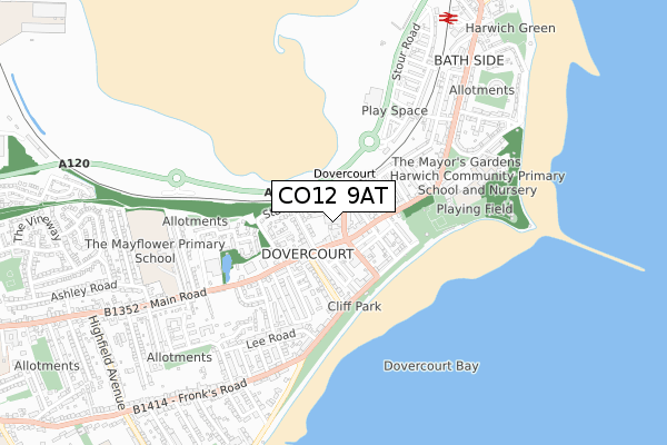 CO12 9AT map - small scale - OS Open Zoomstack (Ordnance Survey)