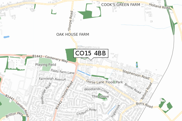 CO15 4BB map - small scale - OS Open Zoomstack (Ordnance Survey)