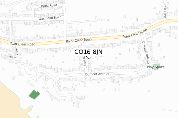 CO16 8JN map - large scale - OS Open Zoomstack (Ordnance Survey)