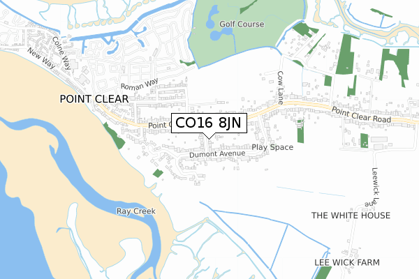 CO16 8JN map - small scale - OS Open Zoomstack (Ordnance Survey)