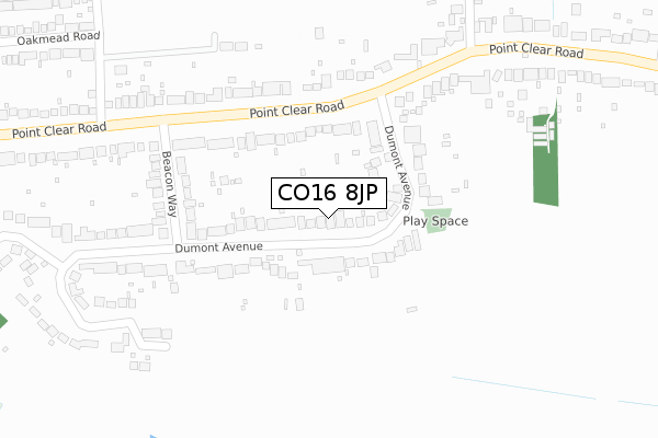 CO16 8JP map - large scale - OS Open Zoomstack (Ordnance Survey)