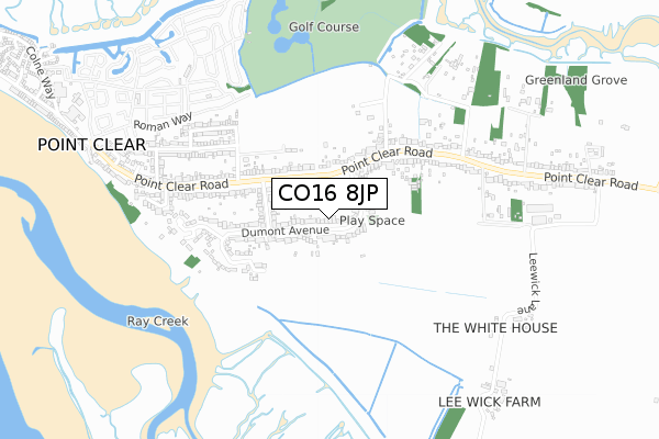 CO16 8JP map - small scale - OS Open Zoomstack (Ordnance Survey)