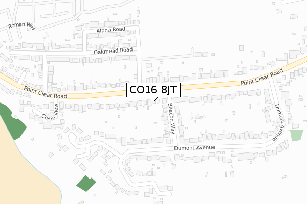 CO16 8JT map - large scale - OS Open Zoomstack (Ordnance Survey)