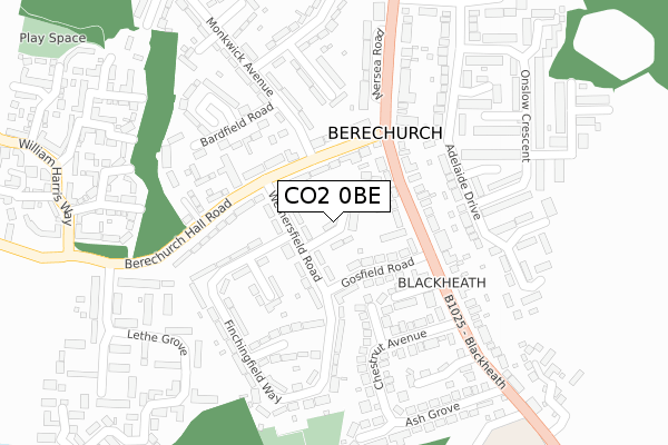 CO2 0BE map - large scale - OS Open Zoomstack (Ordnance Survey)