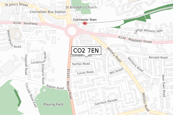 CO2 7EN map - large scale - OS Open Zoomstack (Ordnance Survey)