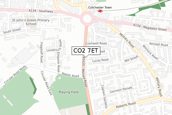 CO2 7ET map - large scale - OS Open Zoomstack (Ordnance Survey)