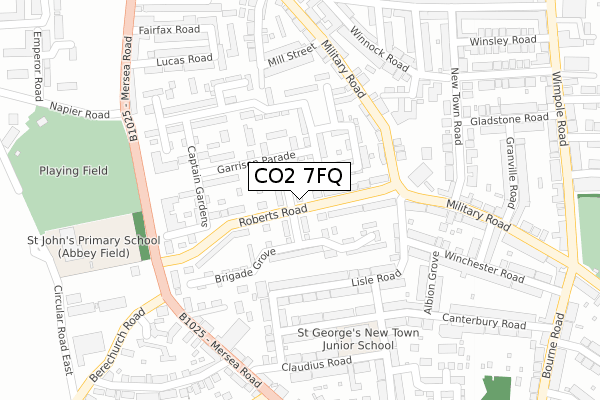 CO2 7FQ map - large scale - OS Open Zoomstack (Ordnance Survey)