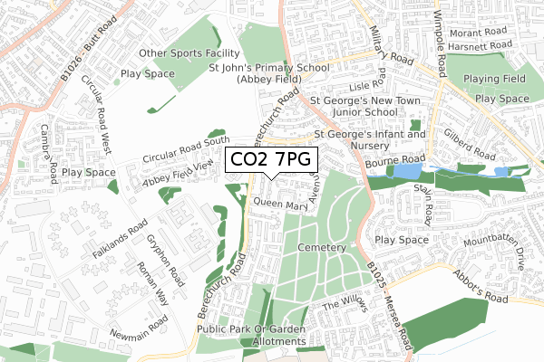 CO2 7PG map - small scale - OS Open Zoomstack (Ordnance Survey)