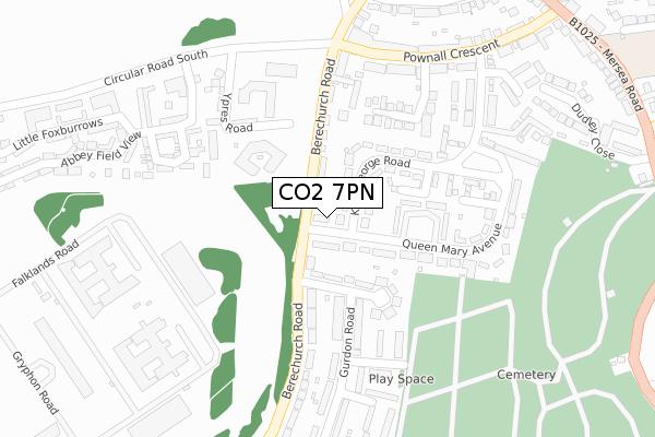 CO2 7PN map - large scale - OS Open Zoomstack (Ordnance Survey)