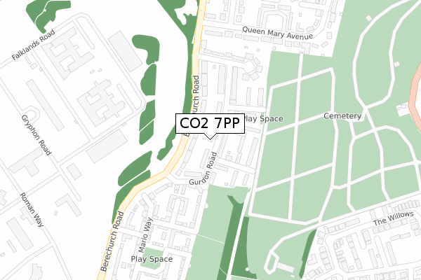 CO2 7PP map - large scale - OS Open Zoomstack (Ordnance Survey)